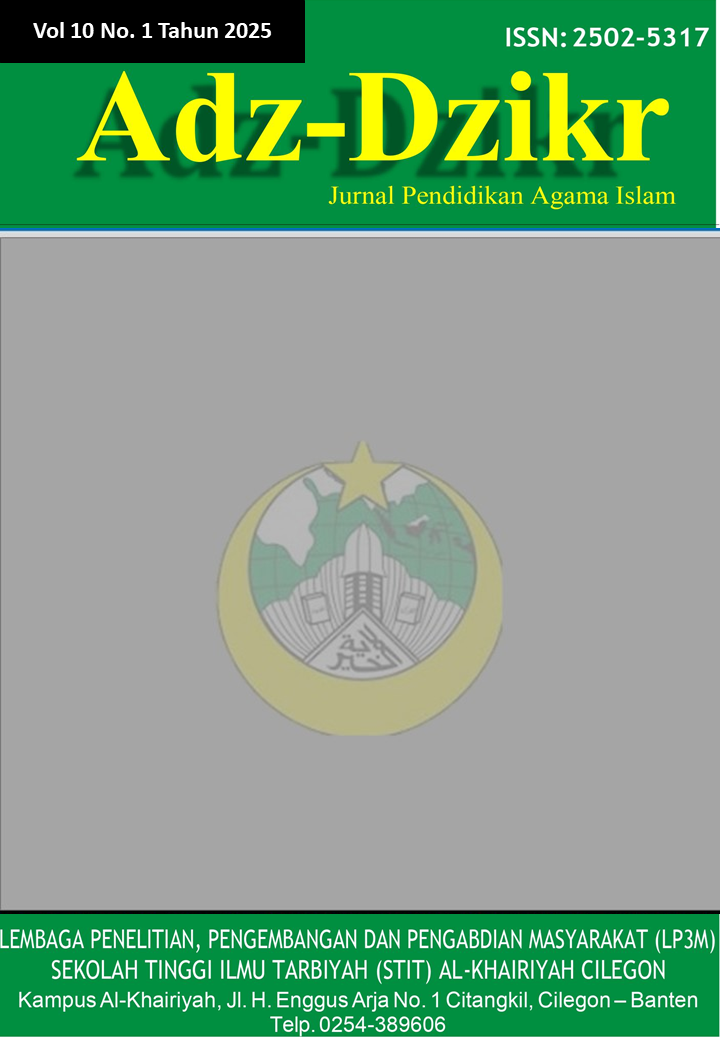 					View Vol. 10 No. 1 (2025): Adz-Zikr : Jurnal Pendidikan Agama Islam
				